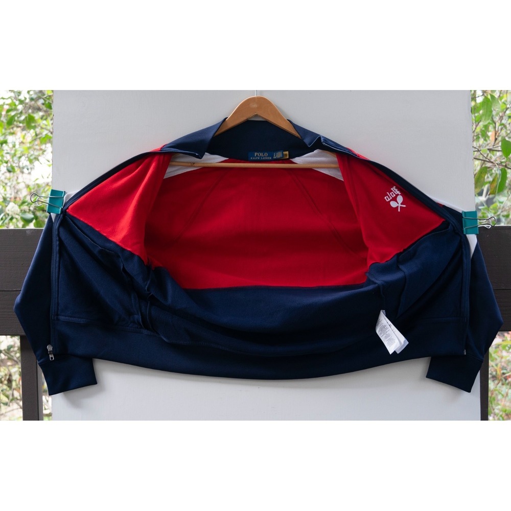 Polo Ralph Lauren Track Jacket Men's Red White Blue Racquets Logo Size S - Picture 7 of 11